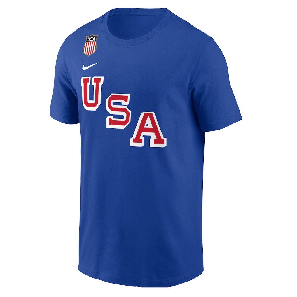 Nike Auston Matthews Royal USA Hockey 2026 Name & Number T-Shirt for Men product image 2, provided for visual reference and