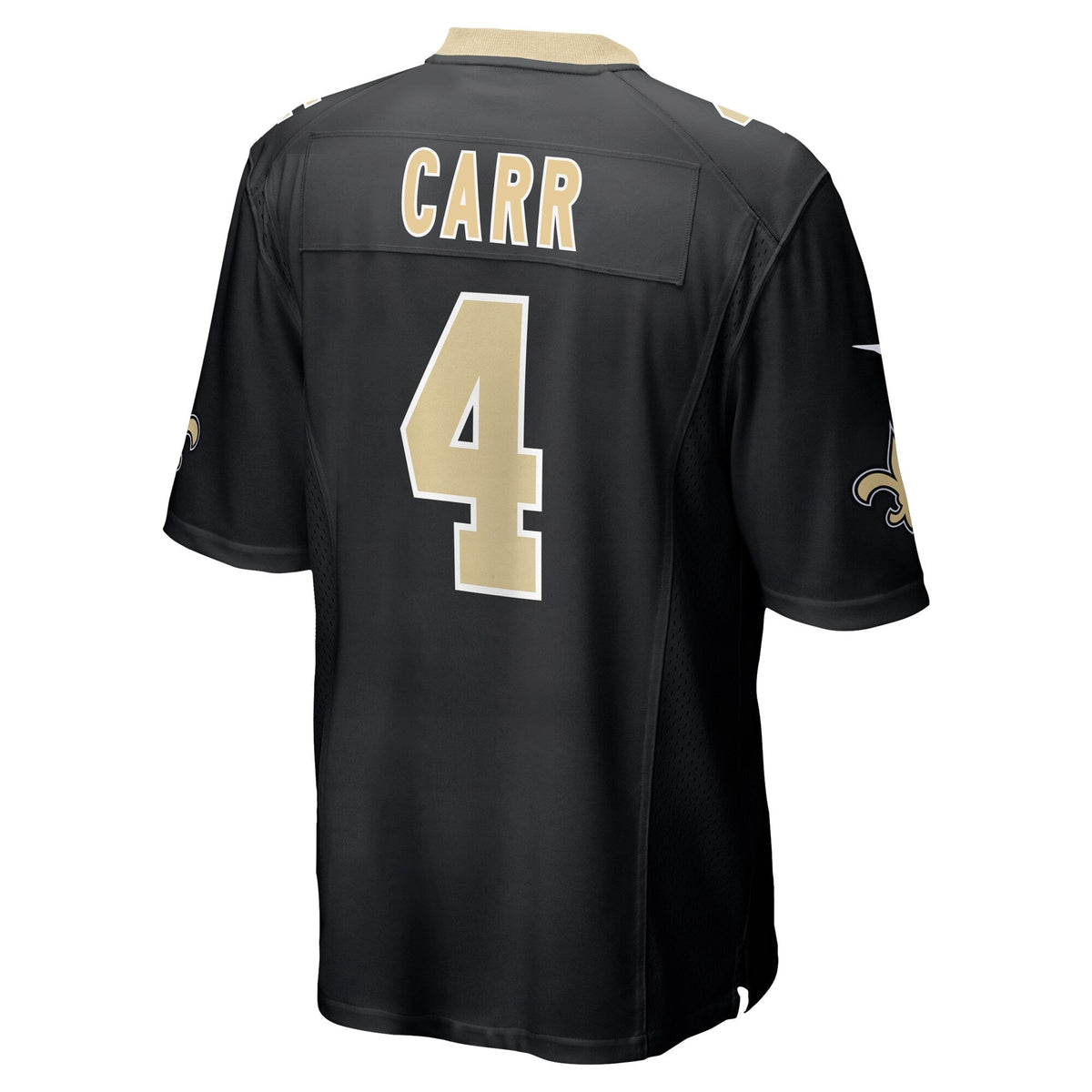 New Orleans Saints Derek Carr Nike Black Game Jersey for Men product image 3, provided for visual reference and product
