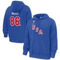 Nike Jack Hughes Royal USA Hockey 2026 Name & Number Hoodie for Men product image 1, provided for visual reference and