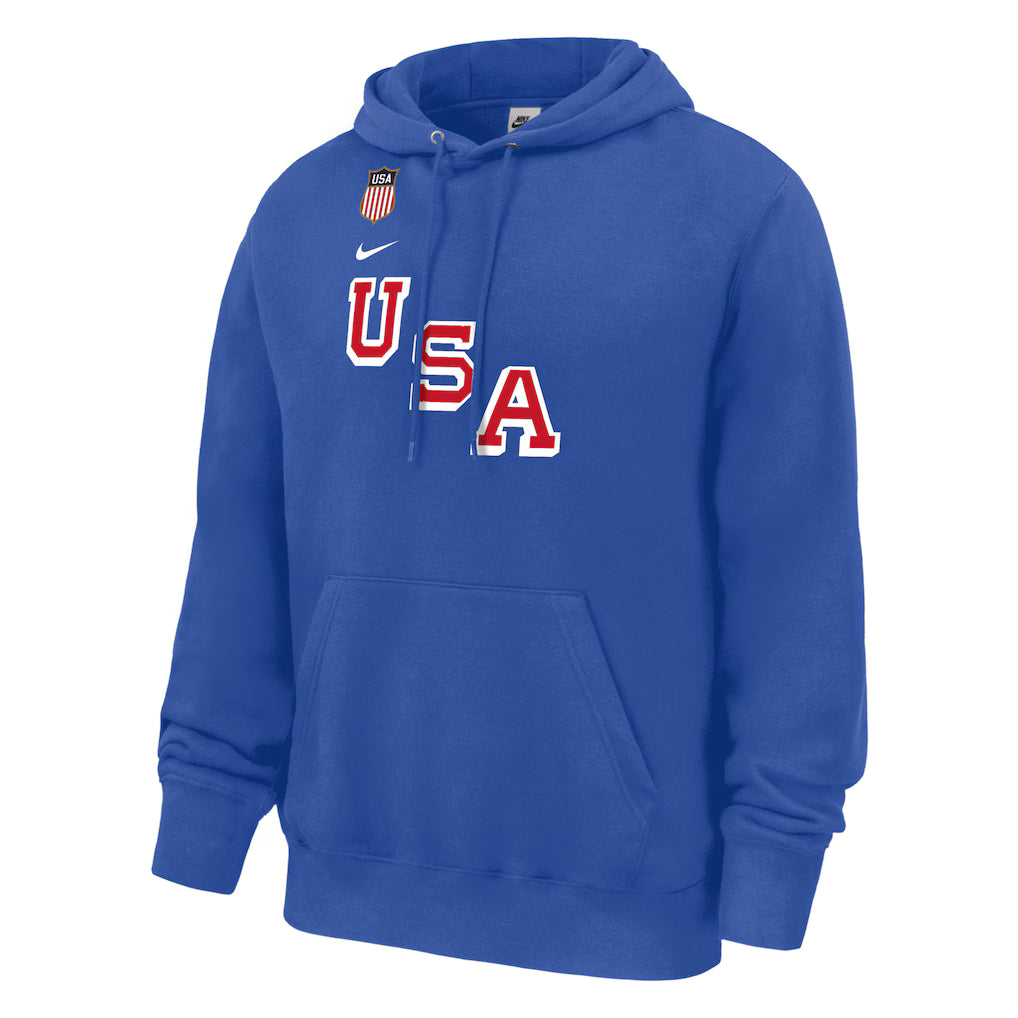 Nike Jack Hughes Royal USA Hockey 2026 Name & Number Hoodie for Men product image 2, provided for visual reference and
