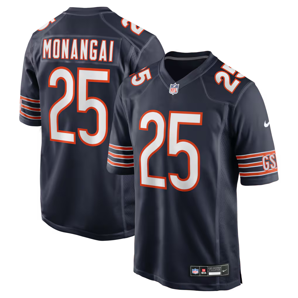 Youth Kyle Monangai Chicago Bears Navy Nike Game Jersey product image 1, provided for visual reference and product detail