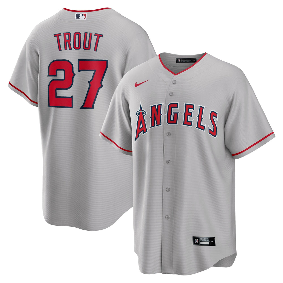 Los Angeles Angels Mike Trout Nike Road Gray Replica Player Jersey for Men product image 1, provided for visual reference