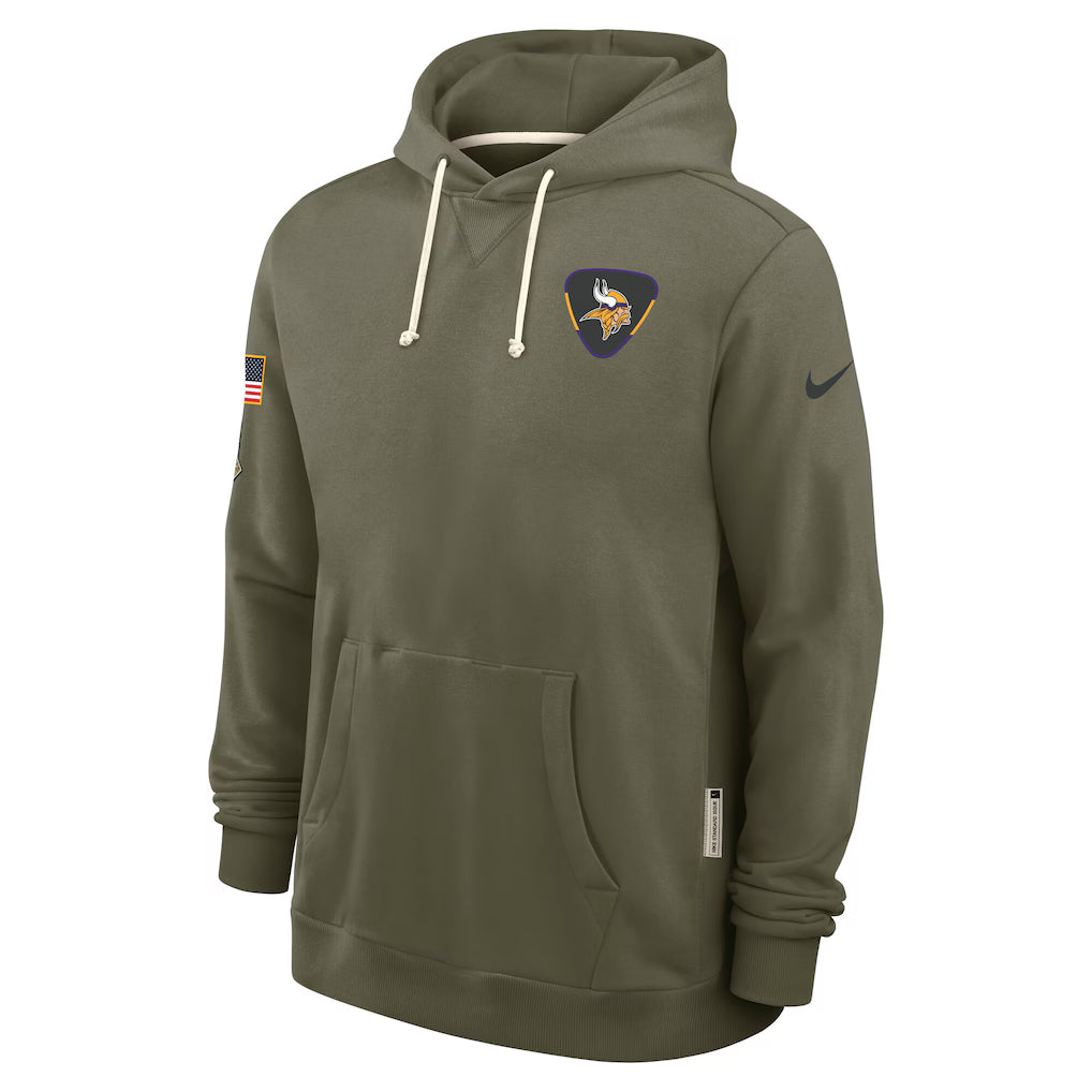 Minnesota Vikings Nike Olive Green 2025 Salute To Service Club Pullover Hoodie for Men product image 1, provided for visual