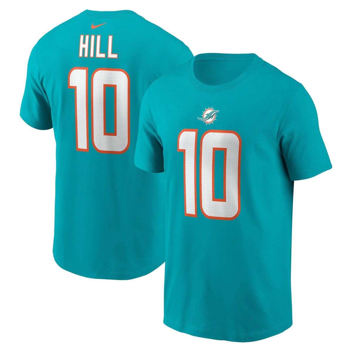 Miami Dolphins Tyreek Hill Nike Aqua Player FUSE Name & Number T-Shirt for Men product image 1, provided for visual