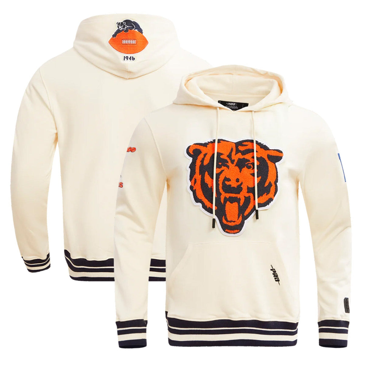 Chicago Bears Pro Standard Retro Classic Eggshell Hoodie for Men product image 1, provided for visual reference and product