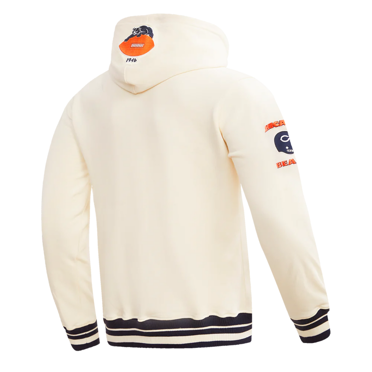 Chicago Bears Pro Standard Retro Classic Eggshell Hoodie for Men product image 5, provided for visual reference and product