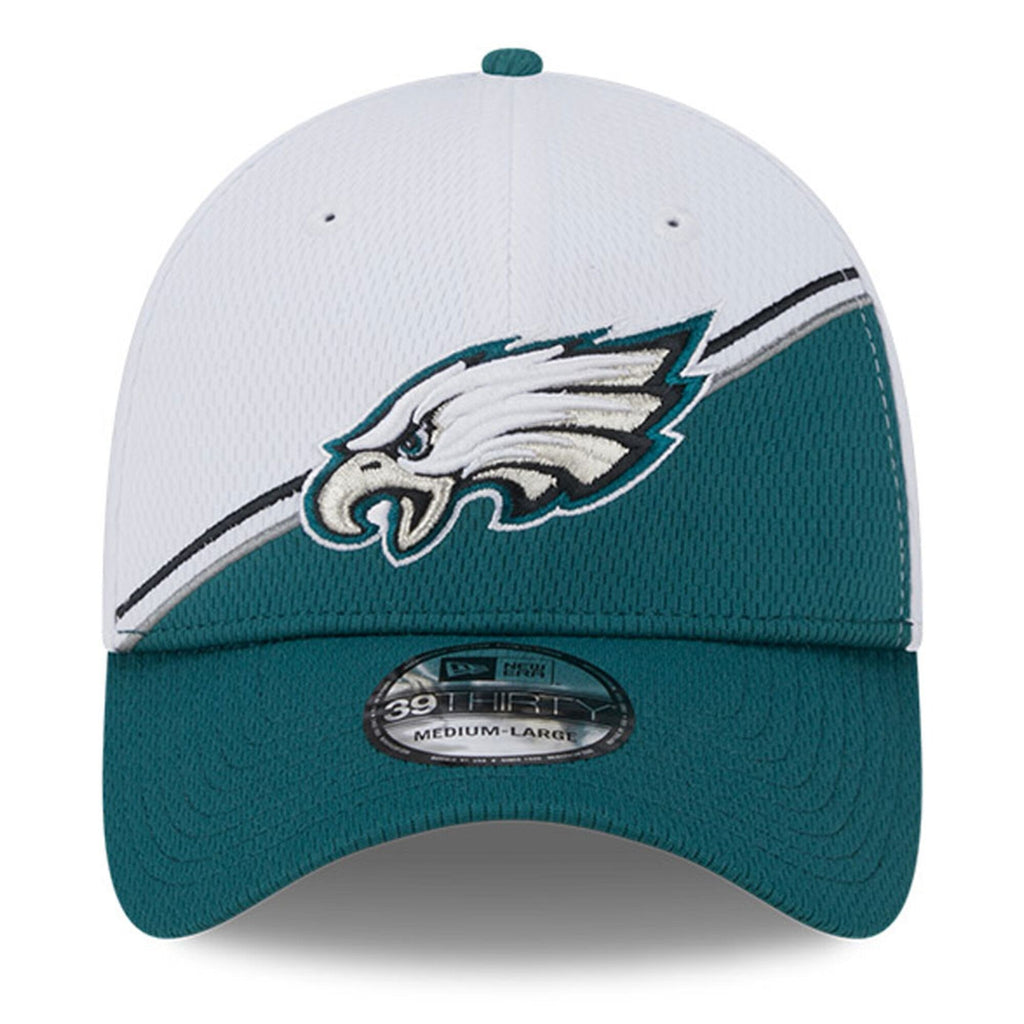 Philadelphia Eagles Primary Logo New Era White/Green 2023 Sideline 39THIRTY Flex Hat for Men product image 2, provided for