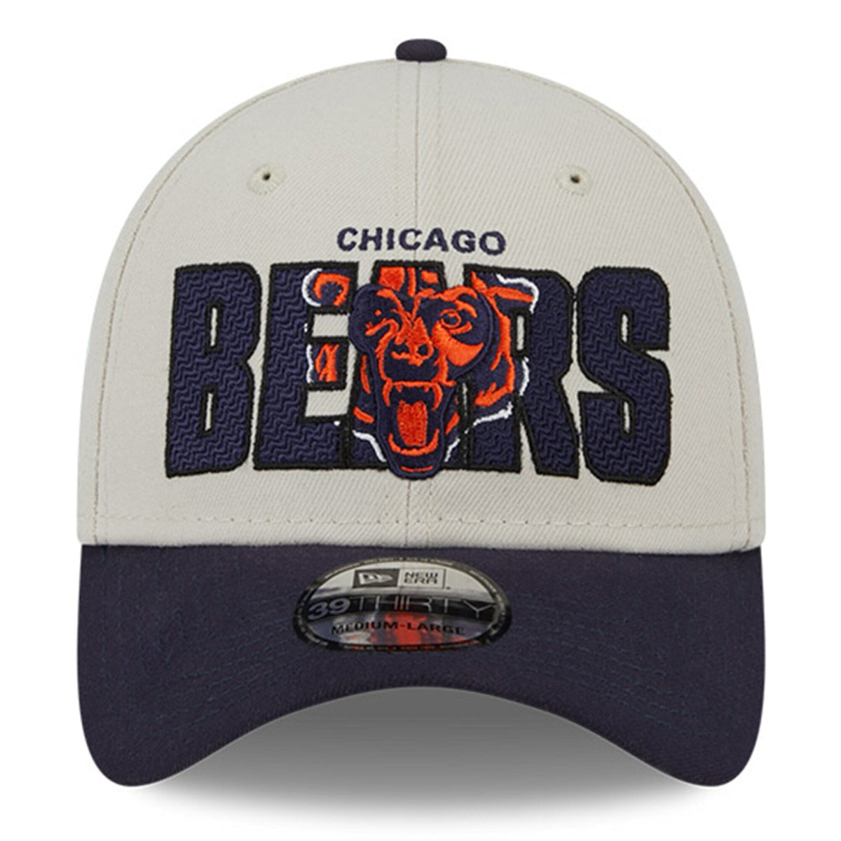 Chicago Bears New Era Stone/Navy 2023 NFL Draft 39THIRTY Flex Hat for Men product image 2, provided for visual reference and