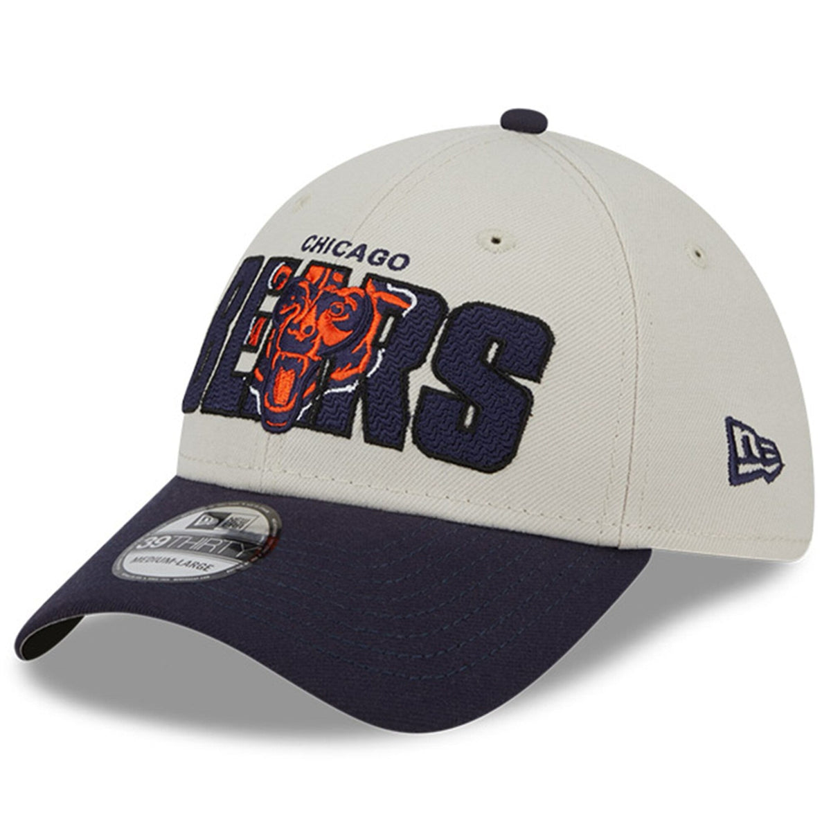 Chicago Bears New Era Stone/Navy 2023 NFL Draft 39THIRTY Flex Hat for Men product image 3, provided for visual reference and