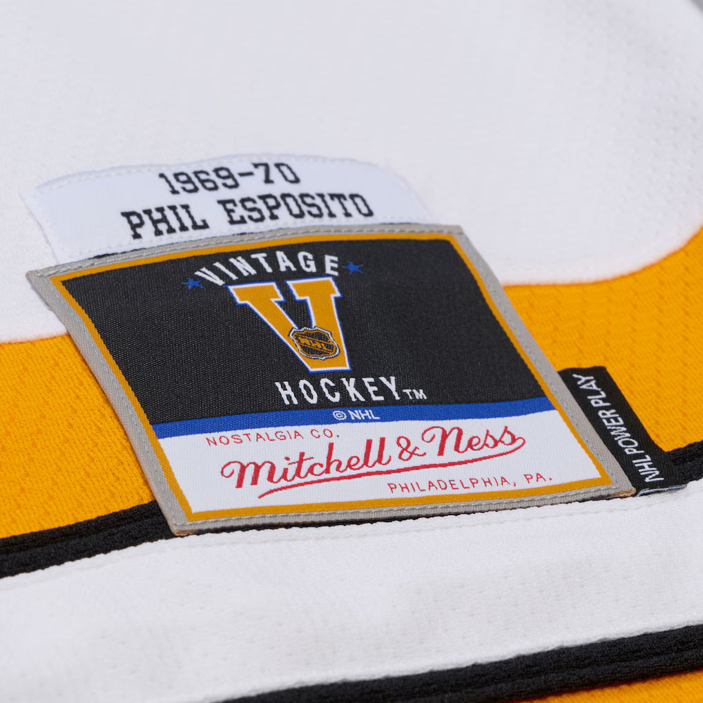 Boston Bruins Phil Esposito White 1969-70 Power Play Jersey for Men product image 7, provided for visual reference and
