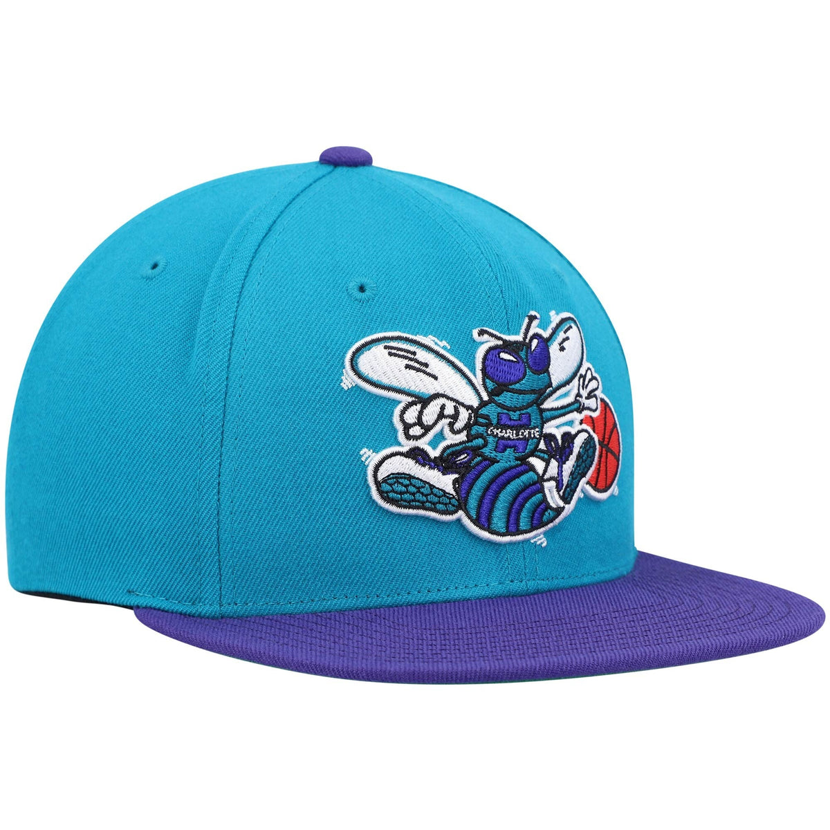 Charlotte Hornets Mitchell & Ness 2 Tone Teal/ Purple Hardwood Classics 2.0 Snapback Adjustable Hat for Men product image 3,