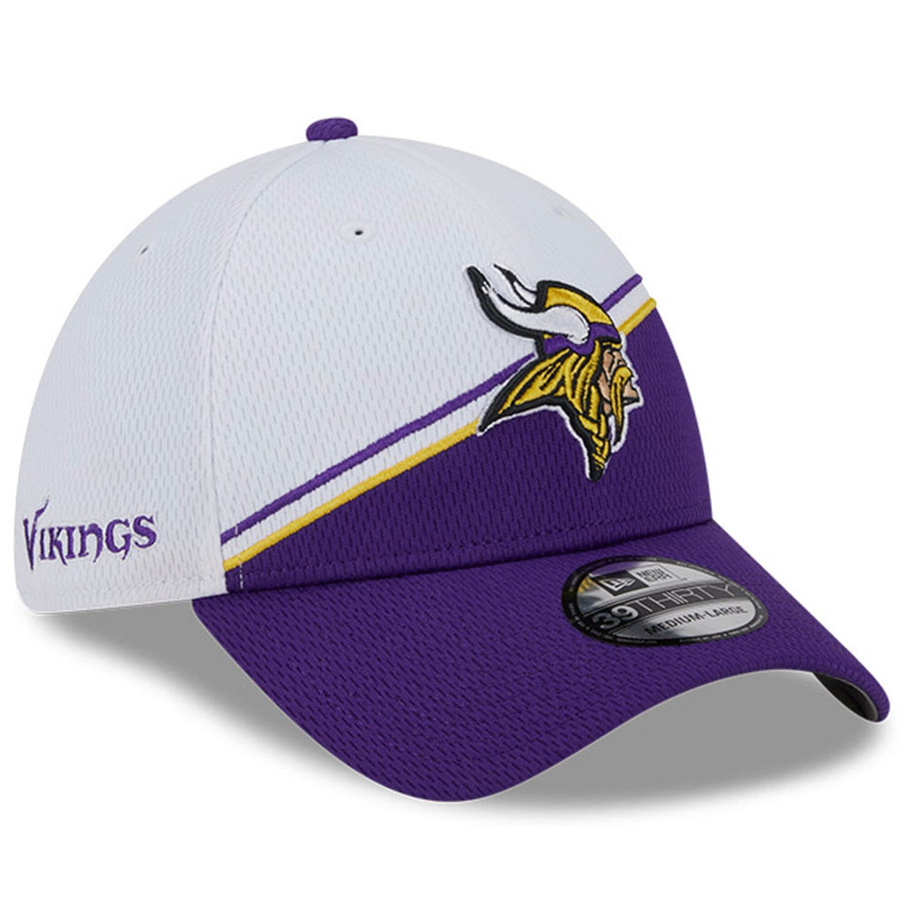 Minnesota Vikings Primary Logo New Era White/Purple 2023 Sideline 39THIRTY Flex Hat for Men product image 1, provided for