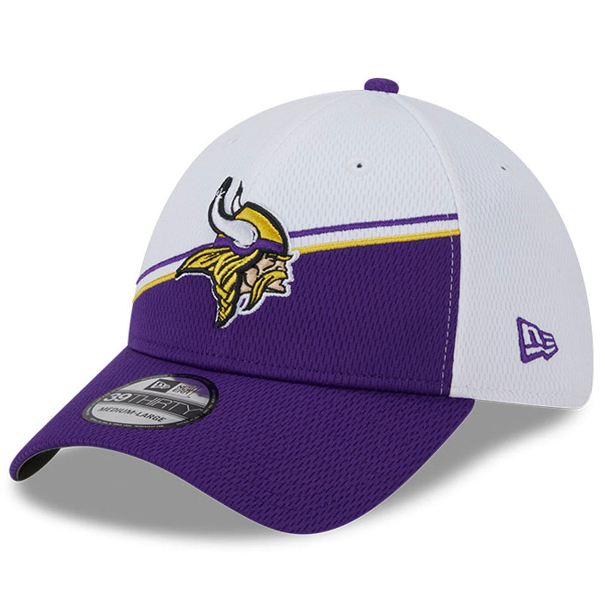 Minnesota Vikings Primary Logo New Era White/Purple 2023 Sideline 39THIRTY Flex Hat for Men product image 3, provided for