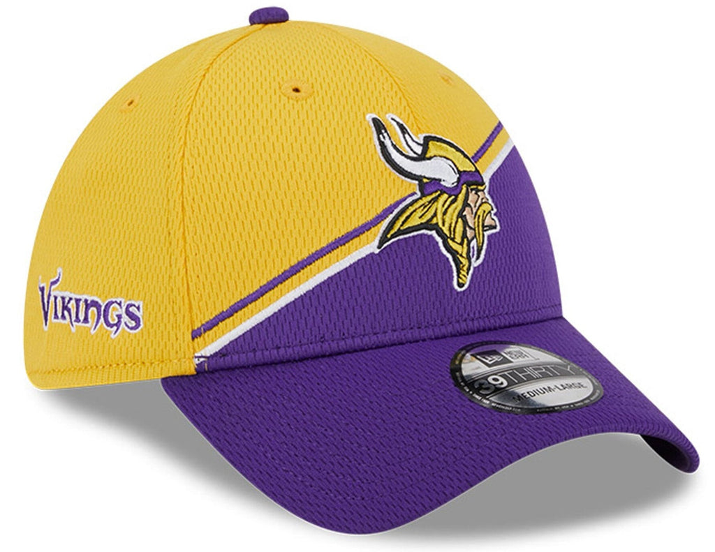 Minnesota Vikings Primary Logo New Era Yellow/Purple 2023 Sideline 39THIRTY Flex Hat for Men product image 1, provided for