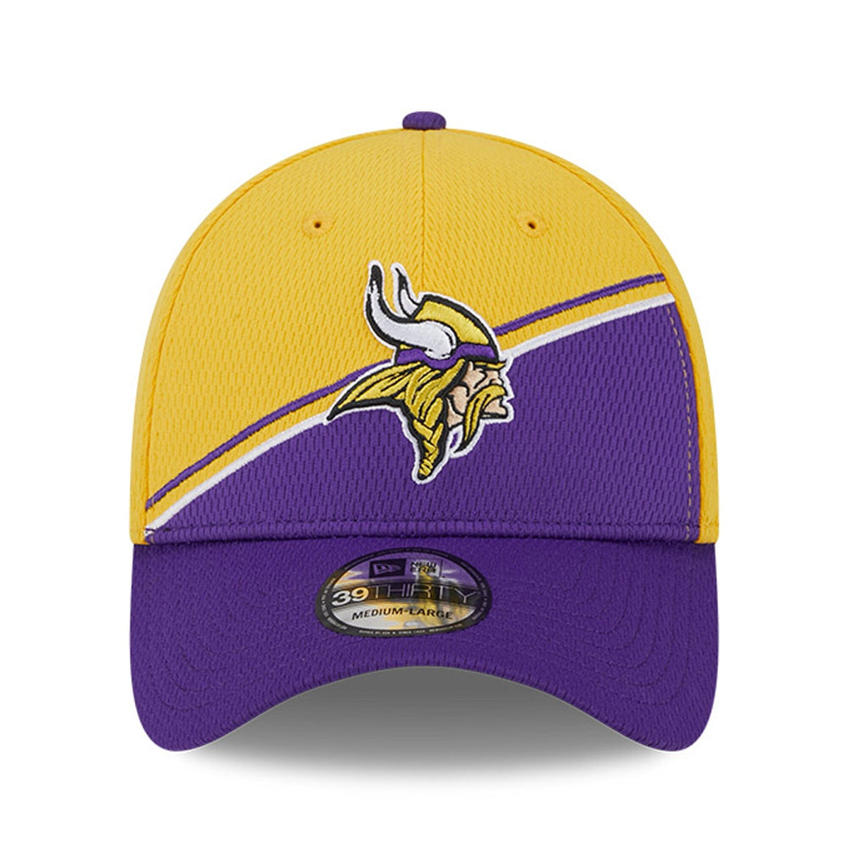 Minnesota Vikings Primary Logo New Era Yellow/Purple 2023 Sideline 39THIRTY Flex Hat for Men product image 3, provided for