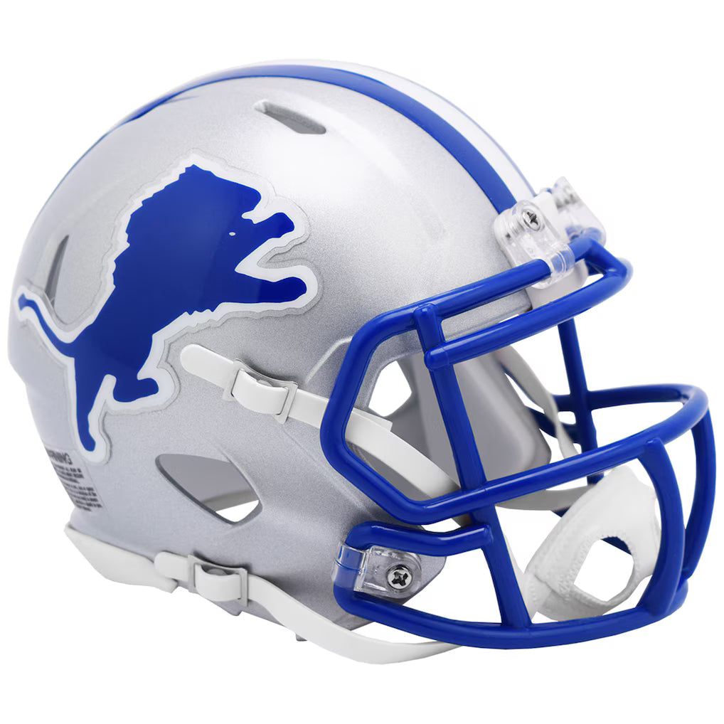 Detroit Lions 1983-2002 Silver Speed Mini Helmet product image 1, provided for visual reference and product detail review