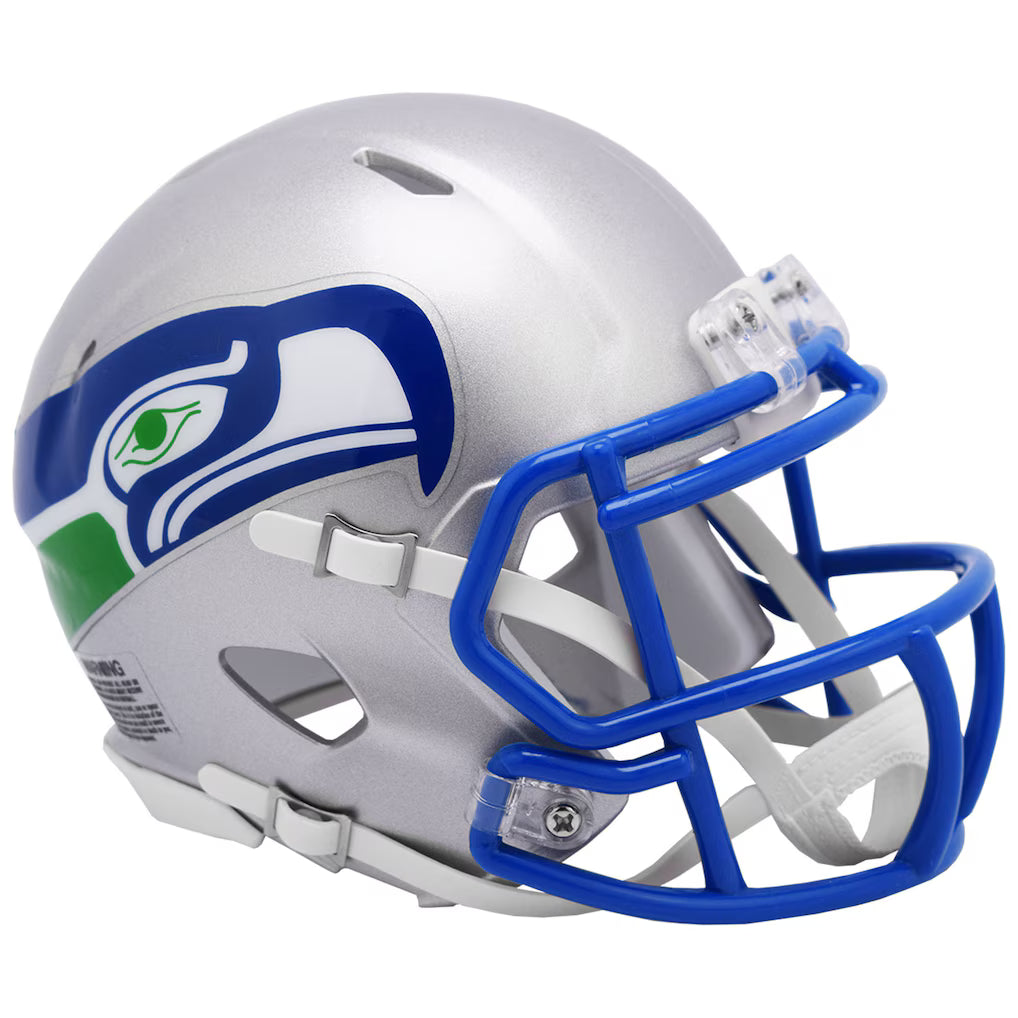 Seattle Seahawks Silver 1983-2001 Speed Riddell Mini Helmet product image 1, provided for visual reference and product