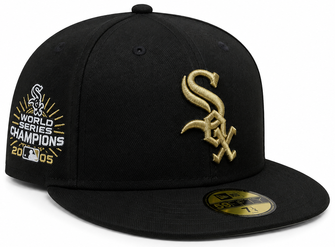 Chicago White Sox New Era 2005 World Series Champions Black and Gold 59FIFTY Fitted Hat product image 1, provided for visual