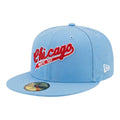 Chicago White Sox New Era Sky Blue Cooperstown Script 59FIFTY Fitted Hat product image 1, provided for visual reference and