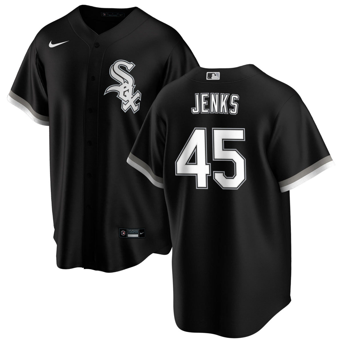 Bobby Jenks Chicago White Sox NIKE Replica Men Alternate Black Jersey With Premium Lettering product image 1, provided for