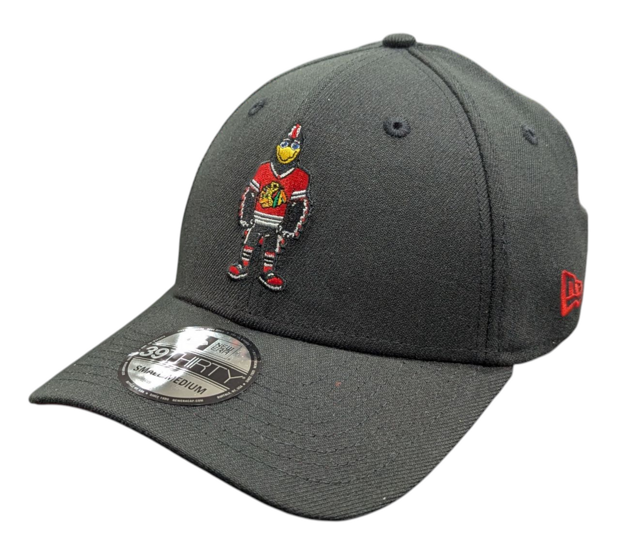 Chicago Blackhawks New Era Tommy Hawk Black 39THIRTY Flex Hat product image 1, provided for visual reference and product