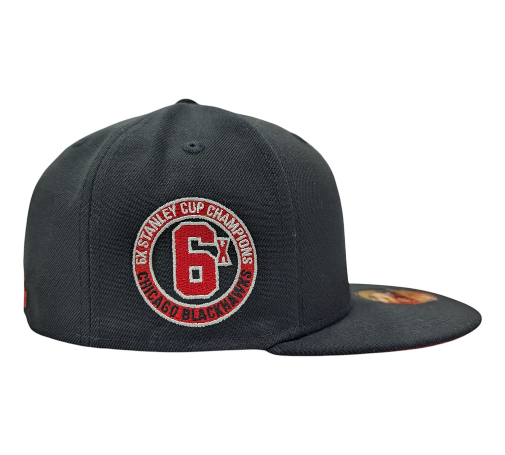 Chicago Blackhawks New Era Tommy Hawk Black 59FIFTY Fitted Hat product image 4, provided for visual reference and product