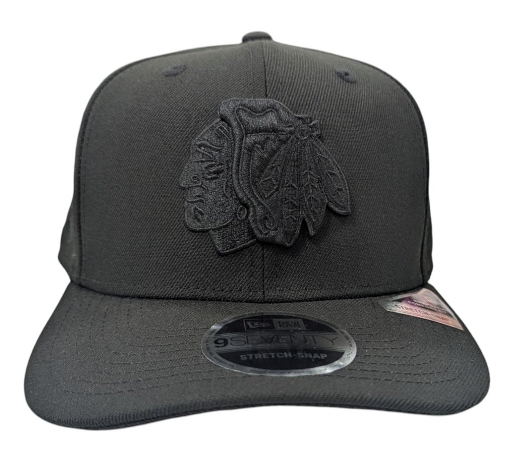 Chicago Blackhawks New Era NHL Tonal Black on Black 9SEVENTY Adjustable Hat product image 2, provided for visual reference