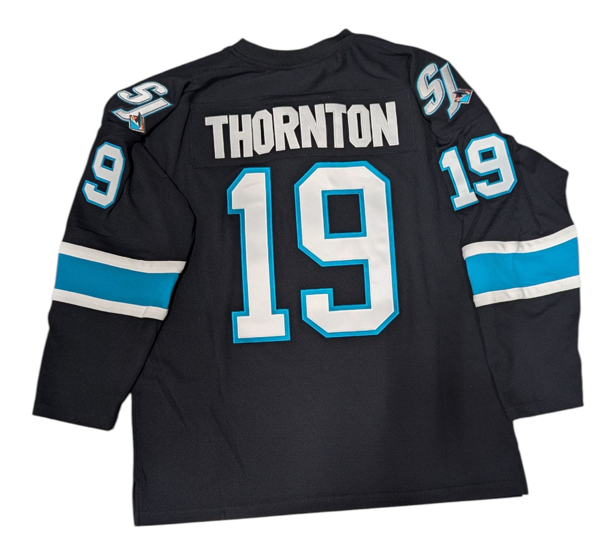 Joe Thornton San Jose Sharks 2009-10 Black Power Play Player Jersey for Men product image 2, provided for visual reference