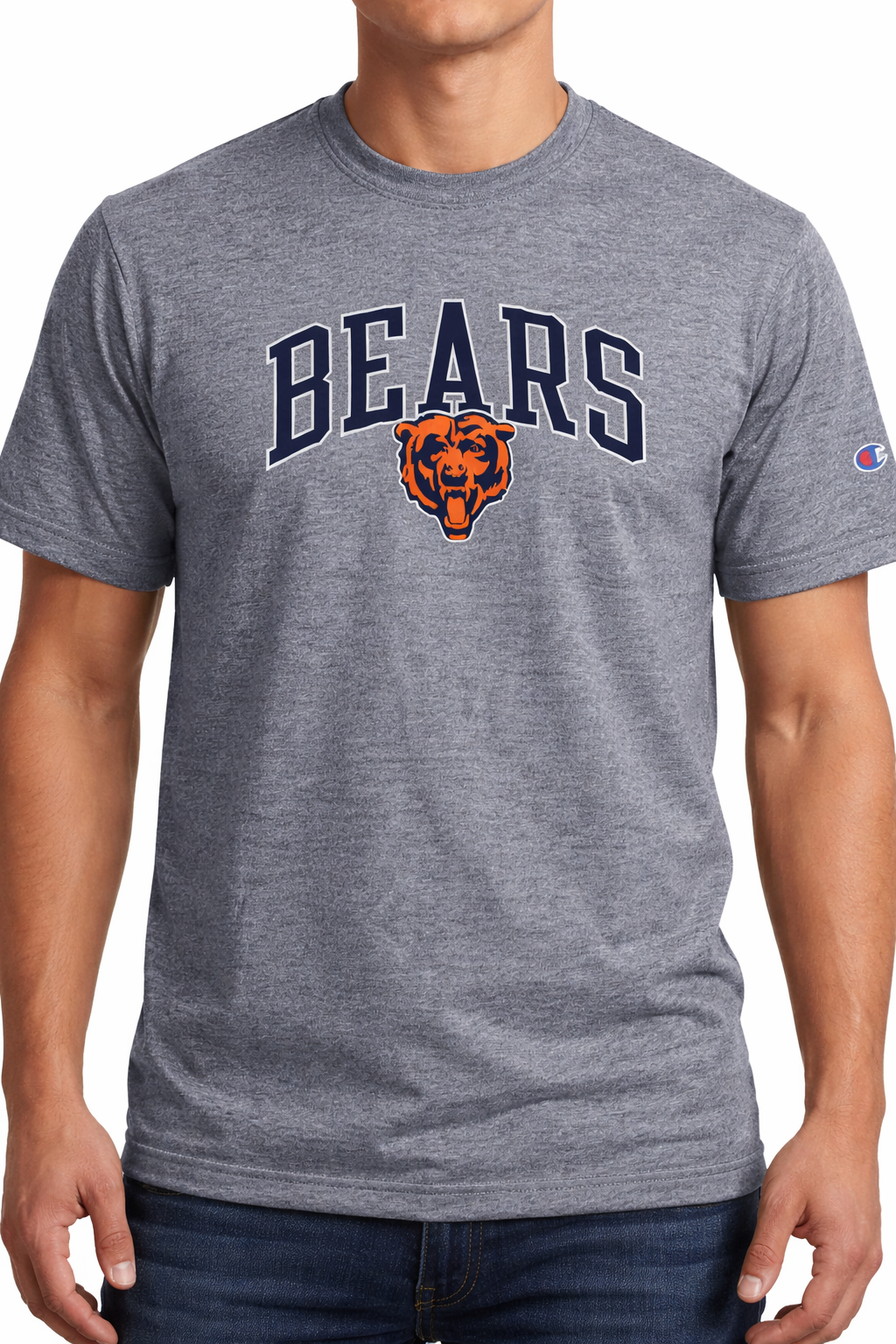 Chicago Bears Champion Brand Arch Gray Tri-Blend T-Shirt for Men product image 1, provided for visual reference and product