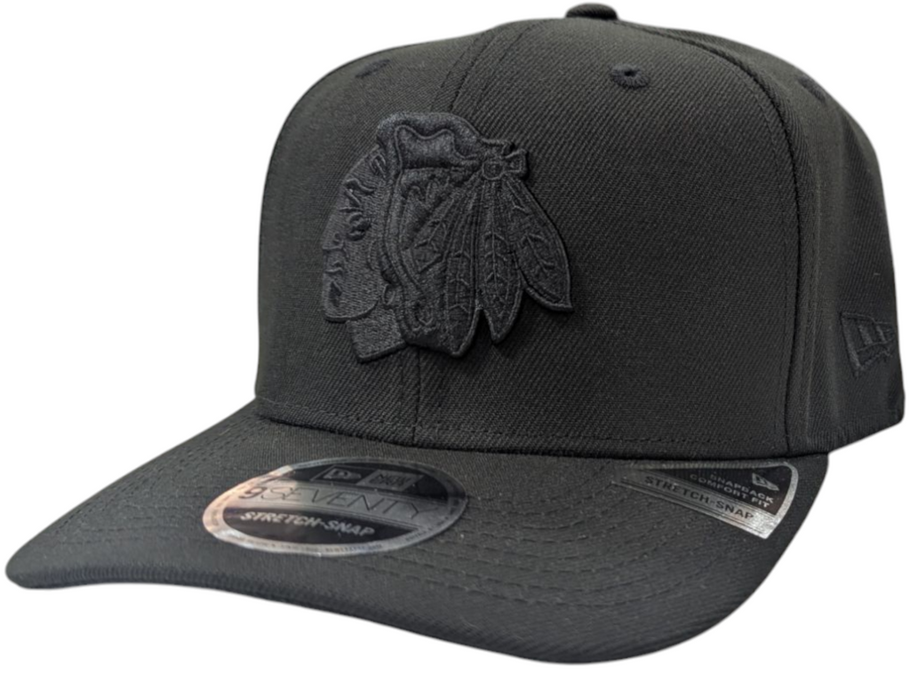 Chicago Blackhawks New Era NHL Tonal Black on Black 9SEVENTY Adjustable Hat product image 1, provided for visual reference