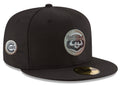 Chicago Cubs New Era Black Static 59FIFTY Fitted Hat product image 1, provided for visual reference and product detail review