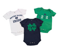 NCAA Notre Dame Fighting Irish Newborn 3 Pack Creeper Set product image 1, provided for visual reference and product detail