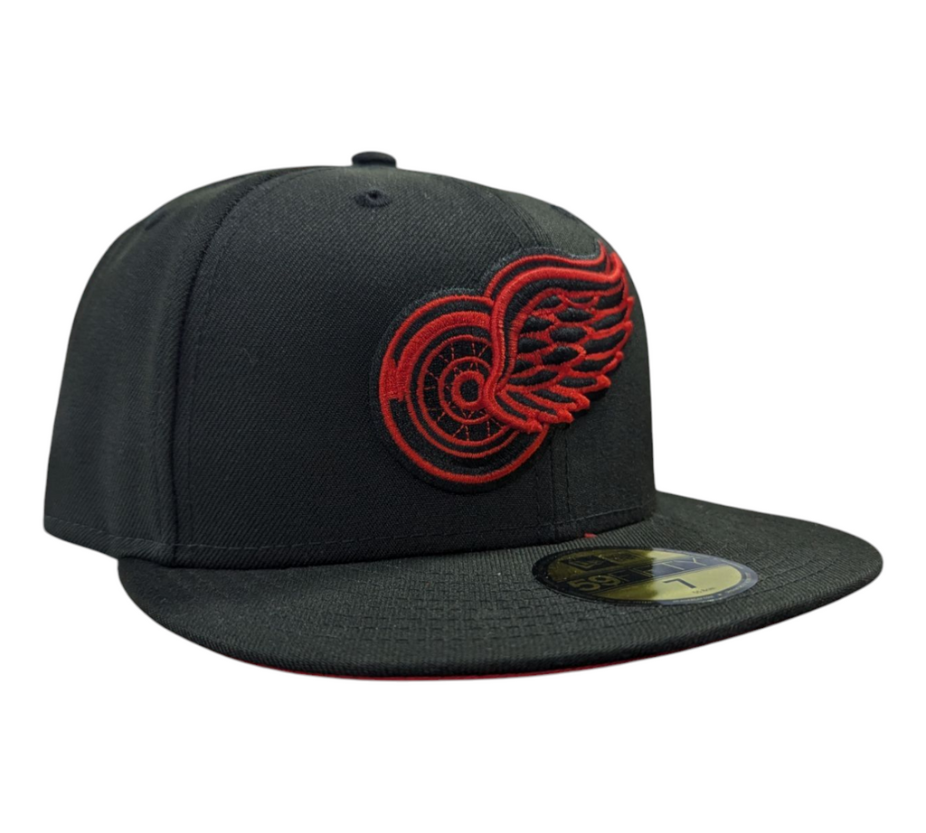 Detroit Red Wings New Era Black 59FIFTY Fitted Hat product image 3, provided for visual reference and product detail review