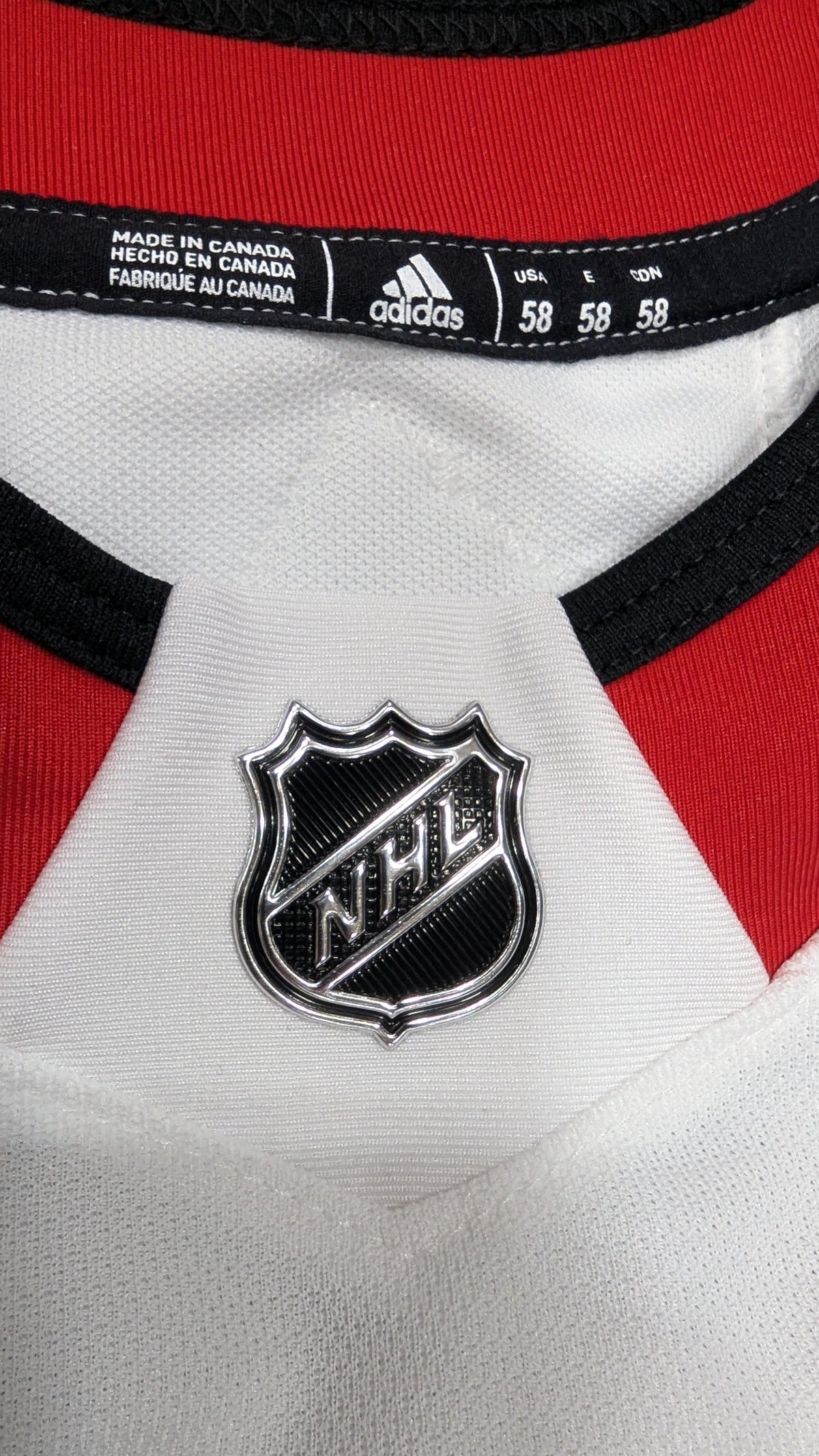 Chicago Blackhawks Made in Canada Adidas White Authentic Pro Jersey product image 3, provided for visual reference and