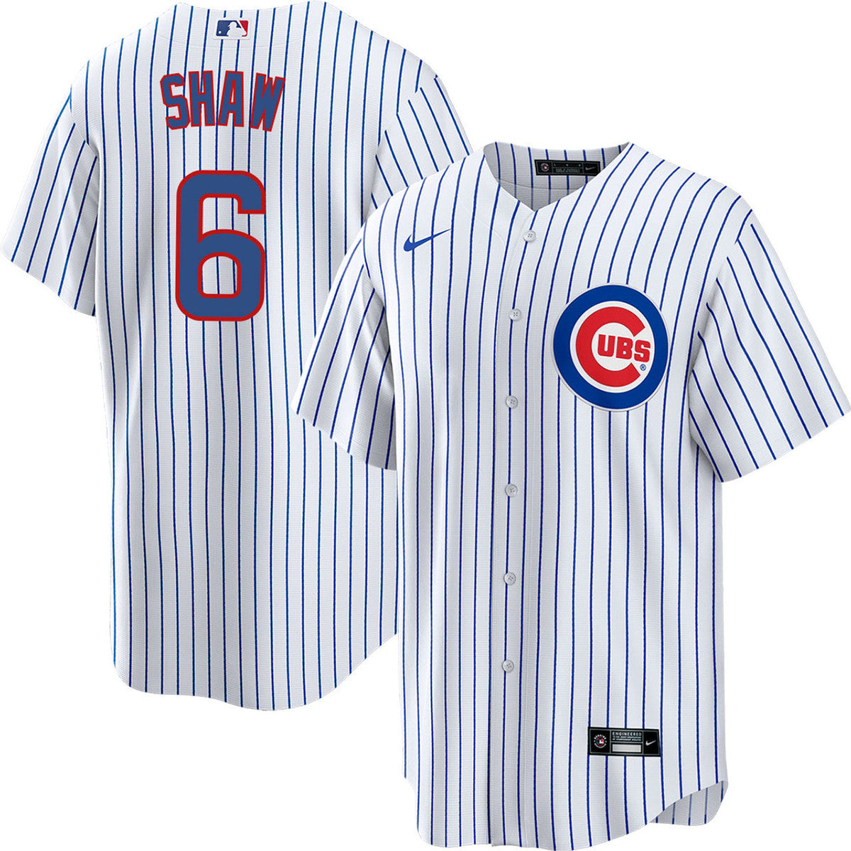 NIKE Men Chicago Cubs Matt Shaw White Home Premium Twill Replica Jersey product image 1, provided for visual reference and