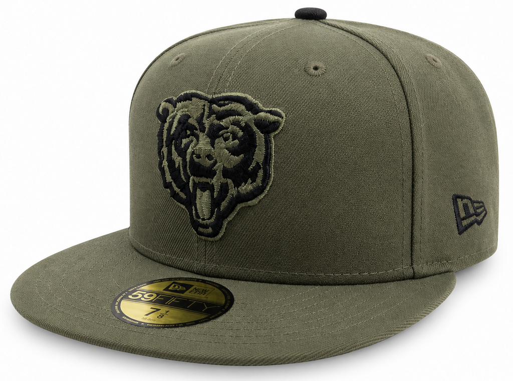 Chicago Bears New Era Olive 59FIFTY Fitted Hat product image 1, provided for visual reference and product detail review