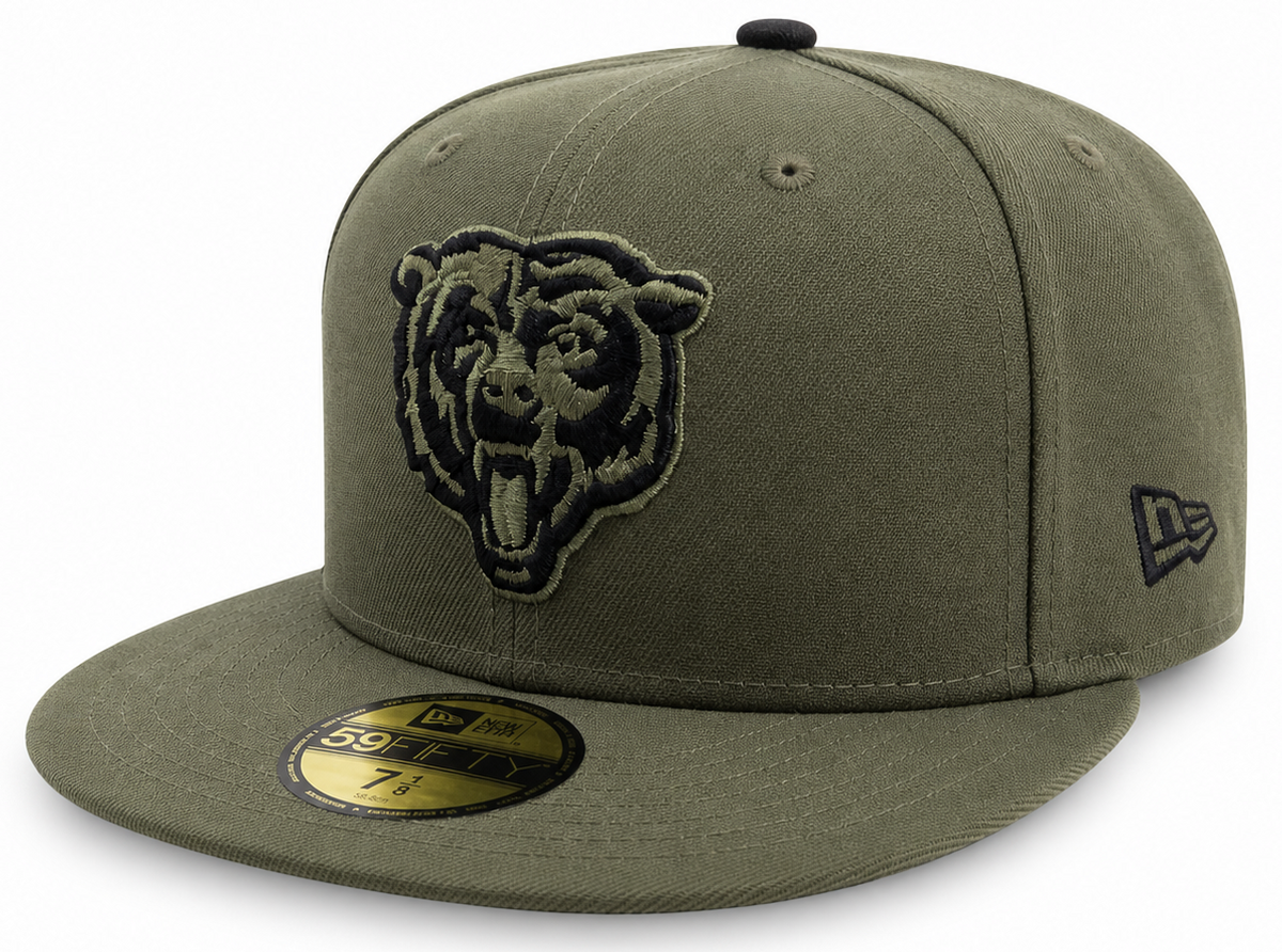 Chicago Bears New Era Olive 59FIFTY Fitted Hat product image 1, provided for visual reference and product detail review