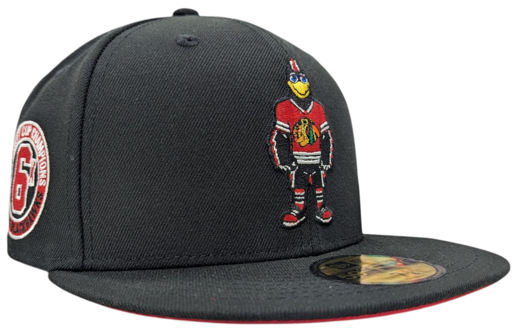 Chicago Blackhawks New Era Tommy Hawk Black 59FIFTY Fitted Hat product image 1, provided for visual reference and product