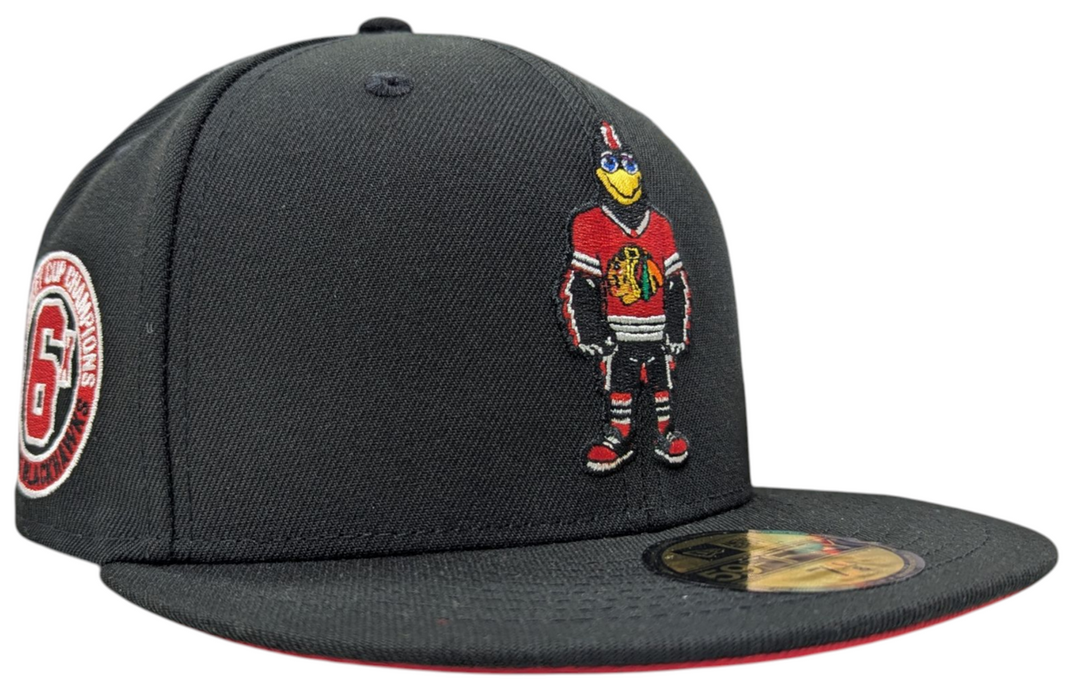 Chicago Blackhawks New Era Tommy Hawk Black 59FIFTY Fitted Hat product image 1, provided for visual reference and product