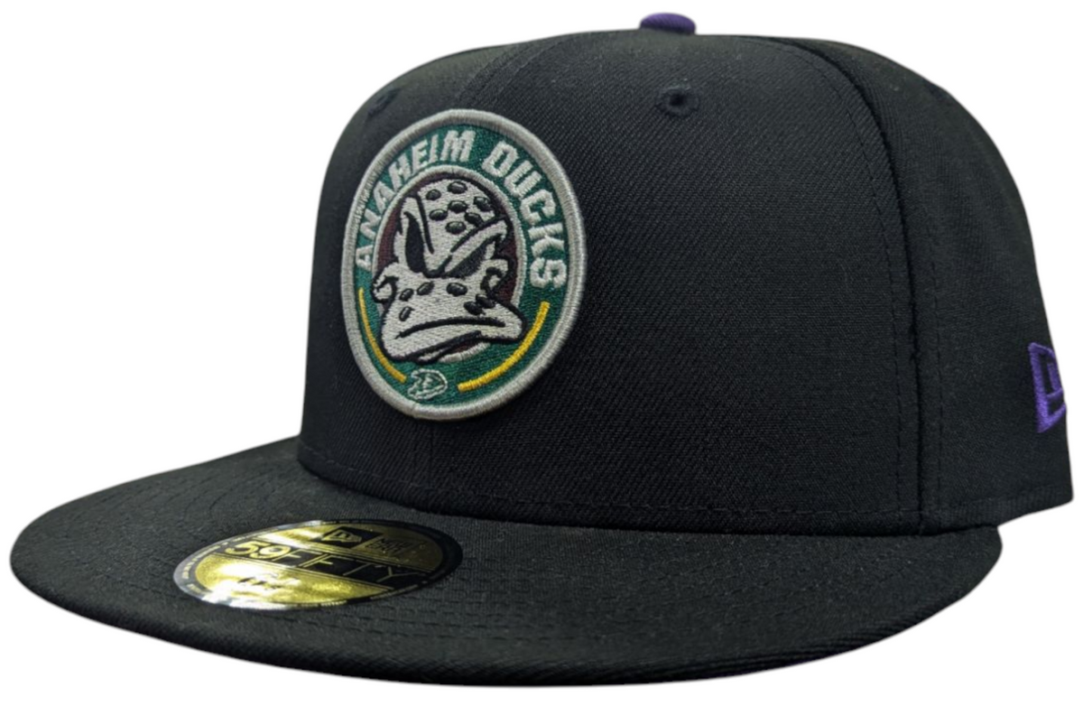 Anaheim Mighty Ducks New Era Black Wild Wing 59FIFTY Fitted Hat product image 1, provided for visual reference and product