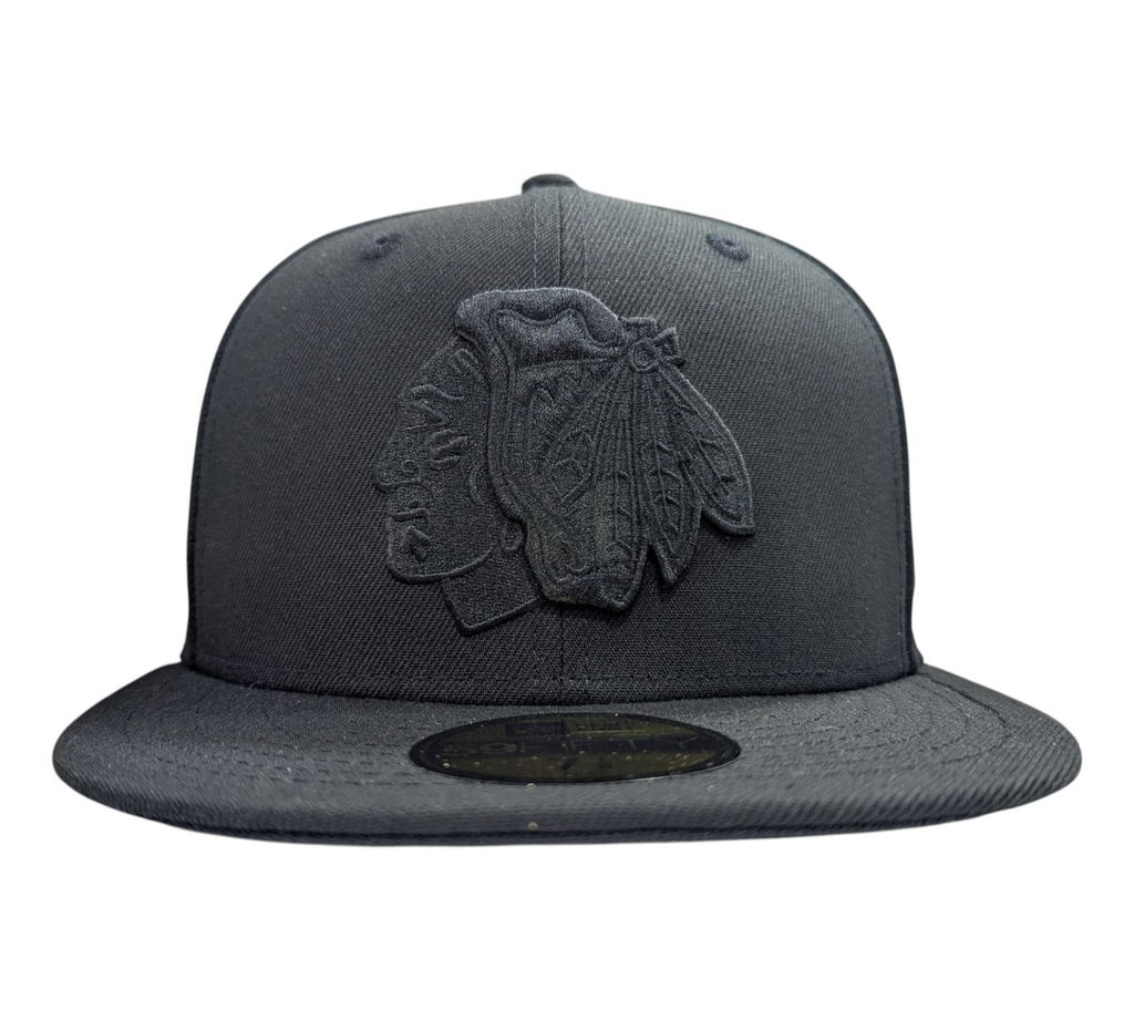 Chicago Blackhawks New Era Tonal Black 59FIFTY Fitted Hat product image 2, provided for visual reference and product detail