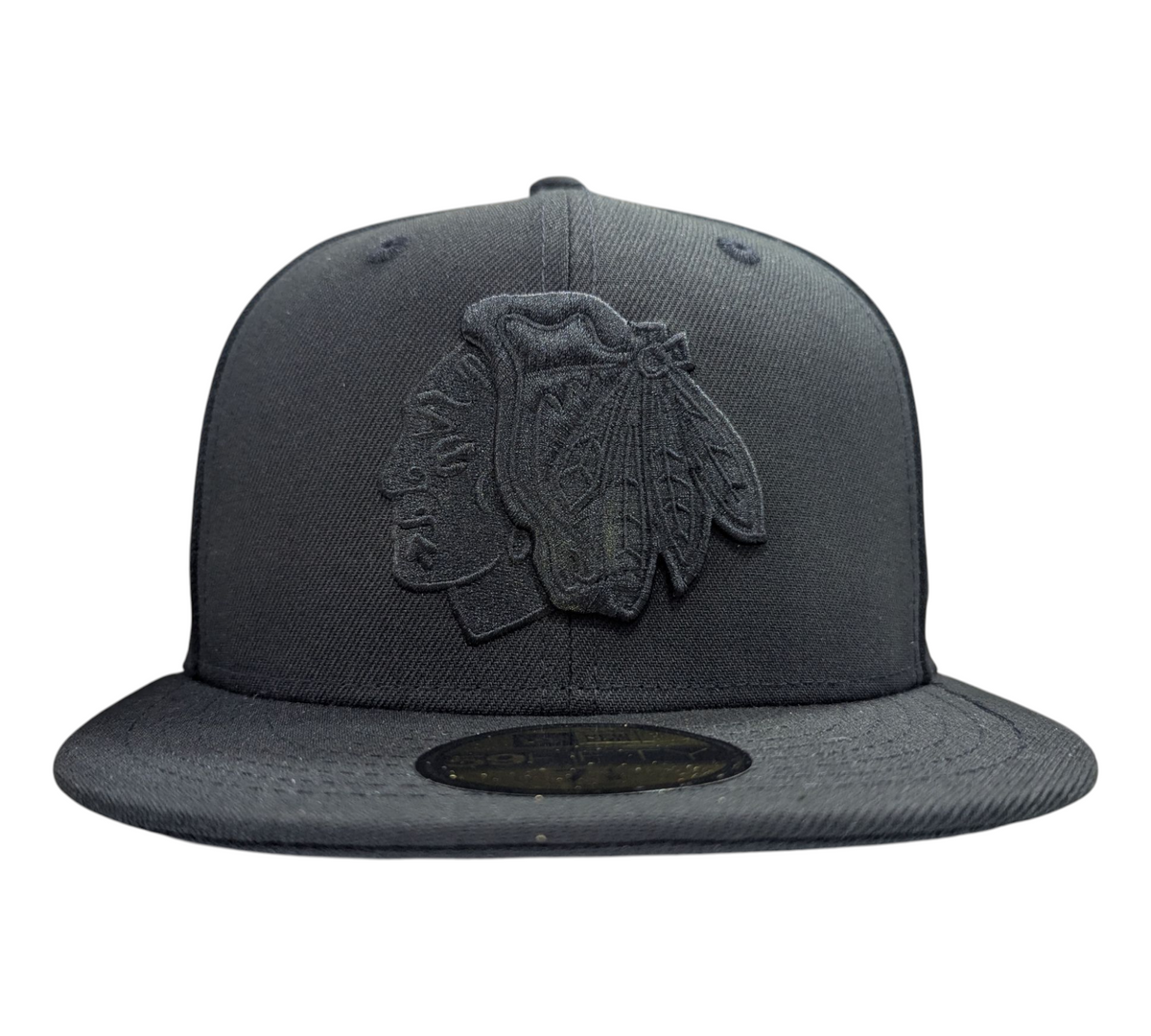 Chicago Blackhawks New Era Tonal Black 59FIFTY Fitted Hat product image 2, provided for visual reference and product detail