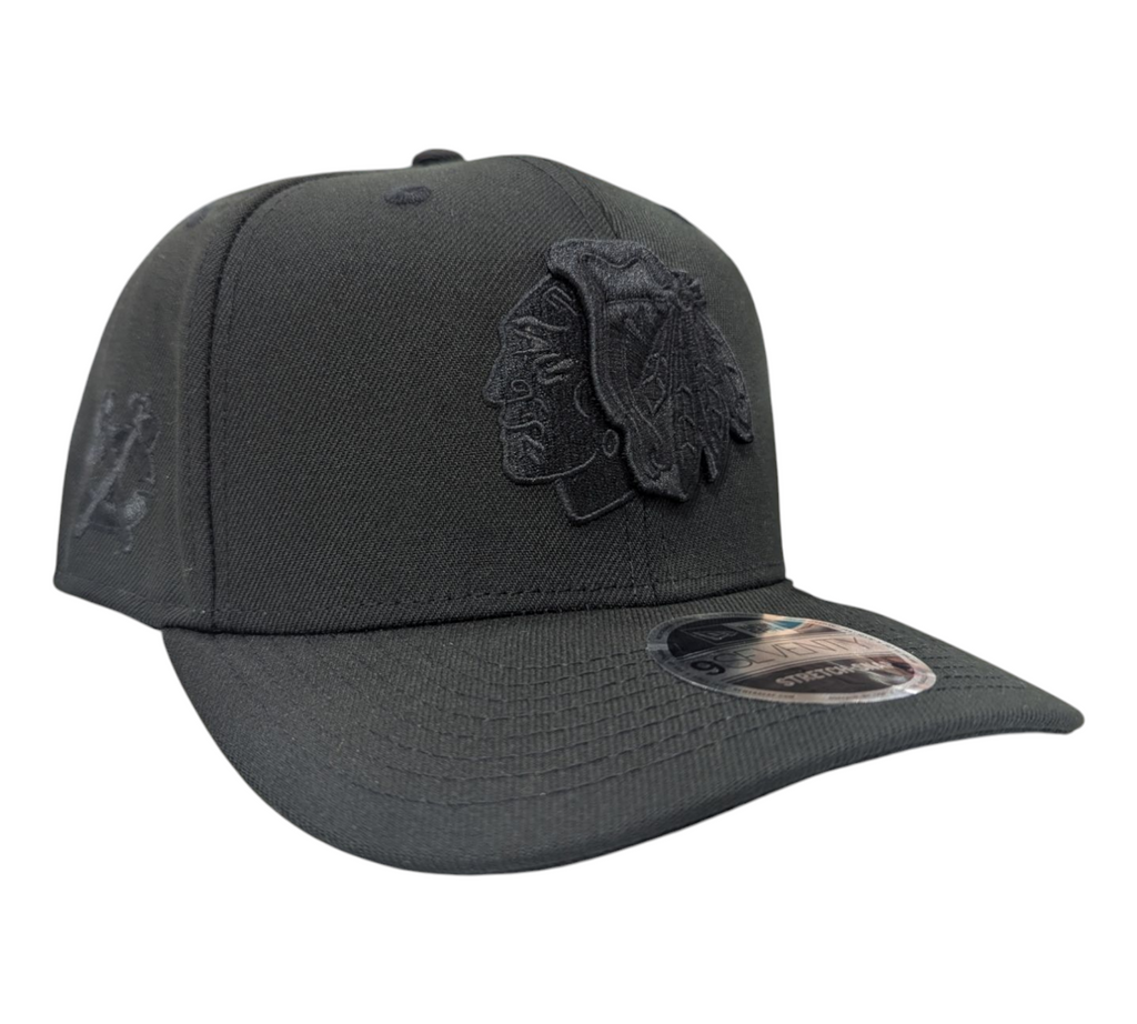 Chicago Blackhawks New Era NHL Tonal Black on Black 9SEVENTY Adjustable Hat product image 3, provided for visual reference