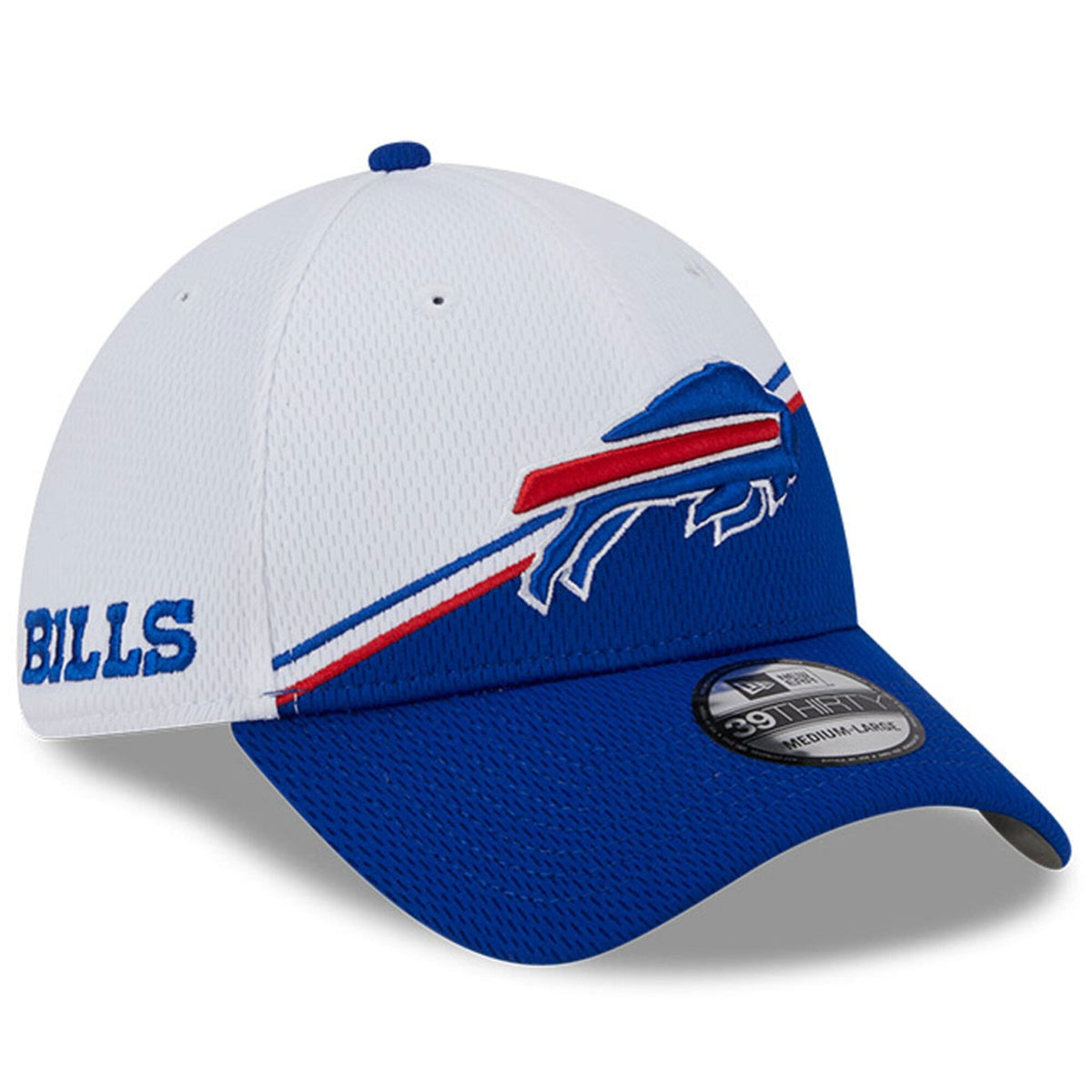 Buffalo Bills New Era White/Royal 2023 Sideline 39THIRTY Flex Hat for Men product image 1, provided for visual reference and