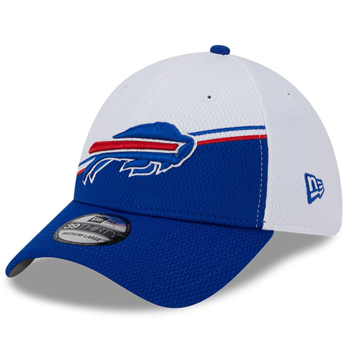 Buffalo Bills New Era White/Royal 2023 Sideline 39THIRTY Flex Hat for Men product image 3, provided for visual reference and