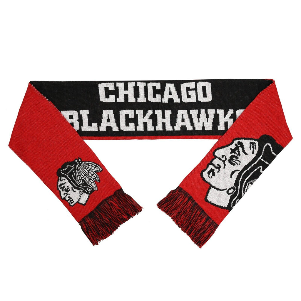 Chicago Blackhawks Reverse Split Logo Scarf product image 2, provided for visual reference and product detail review
