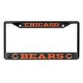 Chicago Bears Black Carbon Fiber Wincraft Chrome License Plate Frame product image 1, provided for visual reference and