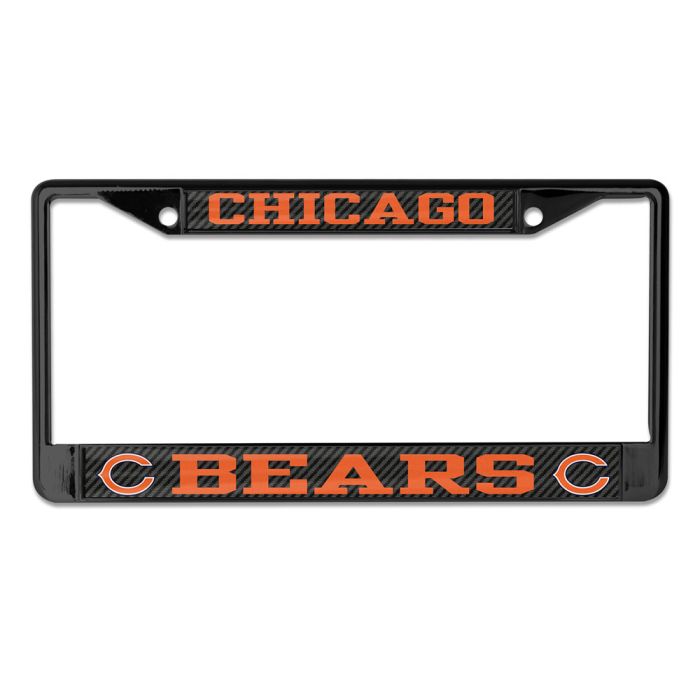 Chicago Bears Black Carbon Fiber Wincraft Chrome License Plate Frame product image 1, provided for visual reference and