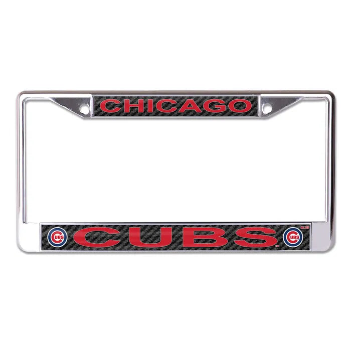MLB Chicago Cubs Chrome Carbon Fiber License Plate Frame product image 1, provided for visual reference and product detail