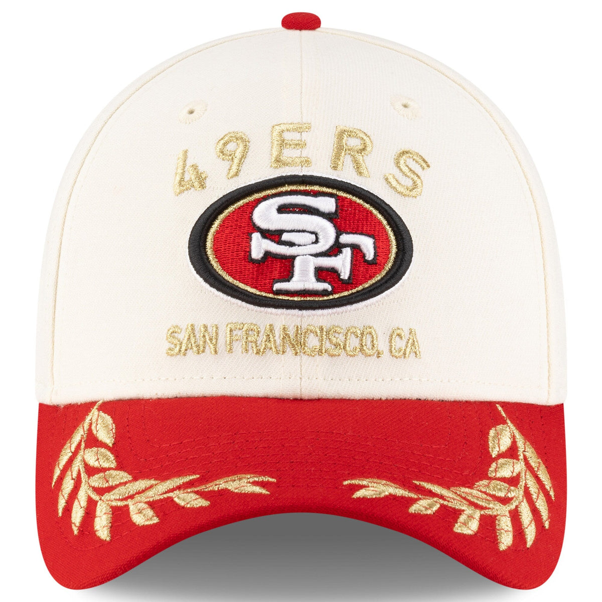 San Francisco 49ers New Era 2025 NFL Draft Cream/Scarlet 39THIRTY Flex Fit Hat for Men product image 2, provided for visual